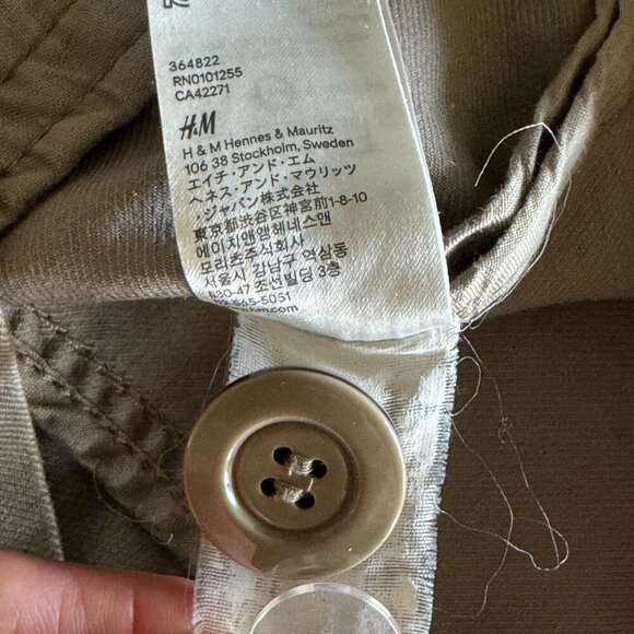 H&M Divided tan double breasted military short trench coat size small - Picture 9 of 10